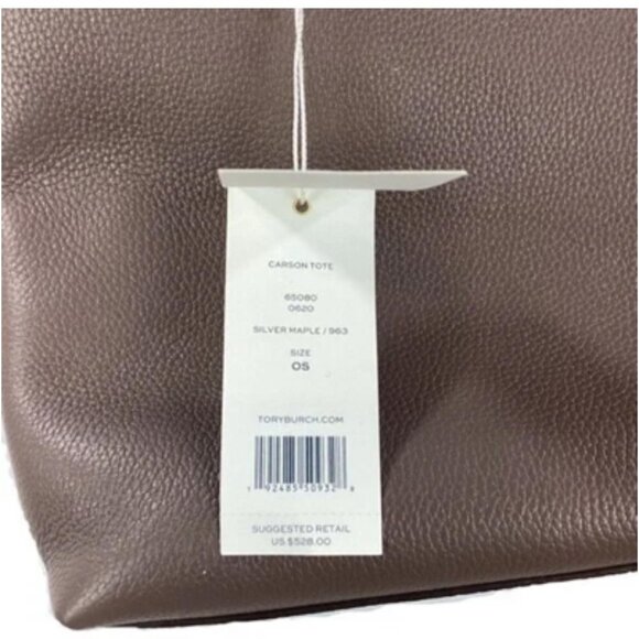 Tory Burch Carson Tote in Silver Maple – Leather Structured Tote Bag - Picture 8 of 8